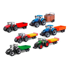 BBURAGO - Farm Tractors with Trailer Motorized 10 cm Die-Cast Metal - Play Vehicles