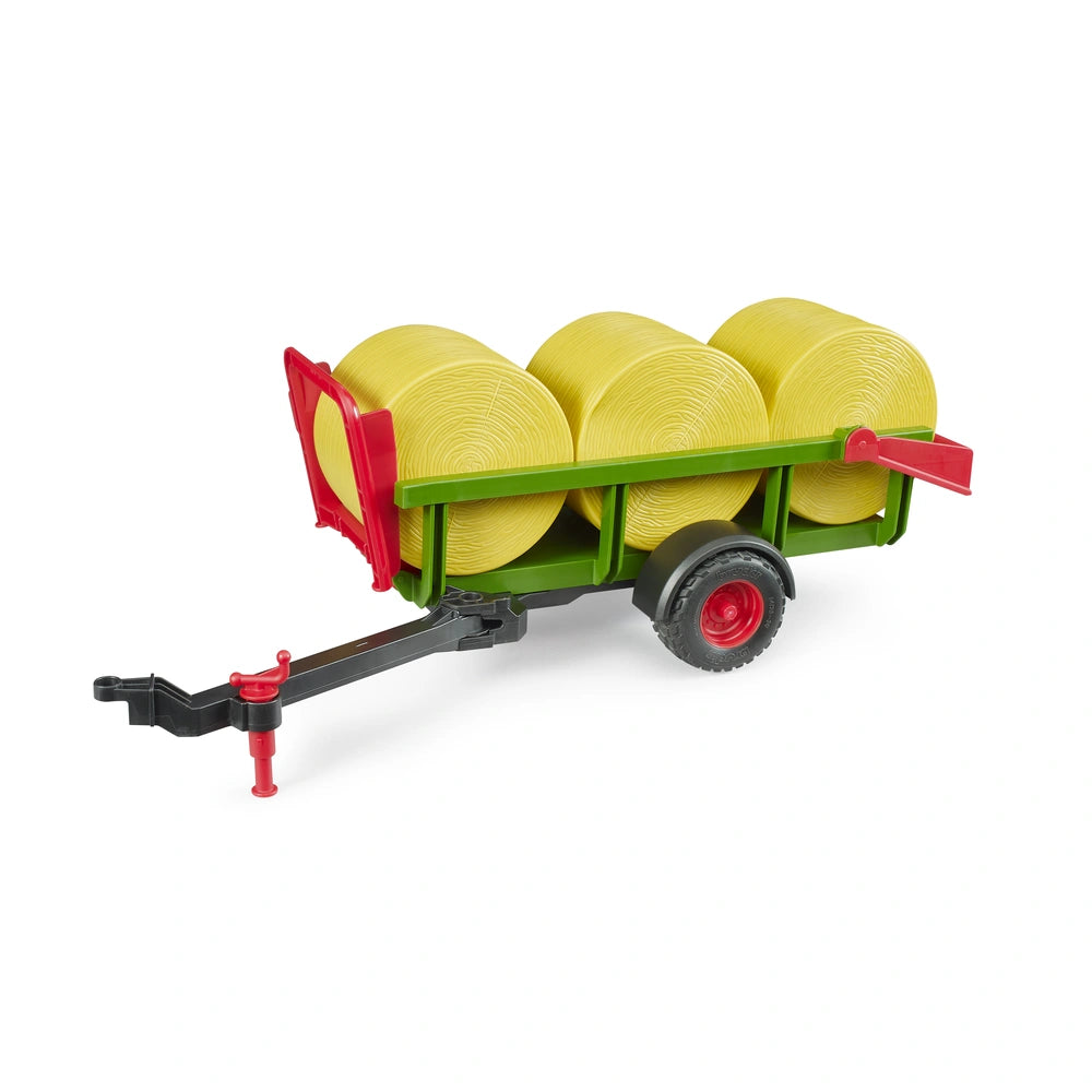 Bruder - Play Vehicles - Round Bale Collector Trailer with 3 Bales - 3 Yrs - Durable Plastic
