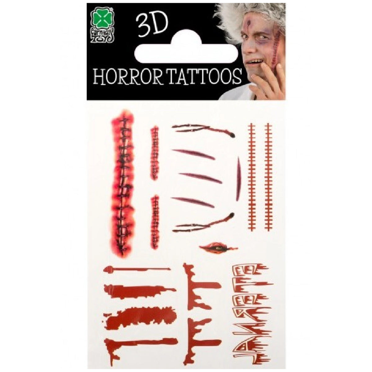 Carnival Toys - 3D Horror Bloody Scars Prosthetic Tattoo Set For Creative Role Play Fun - Pretend Professions And Role Playing