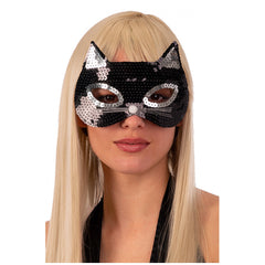 Carnival Toys - Black Paillettes Cat Mask For Fun Dress Up Play - Pretend Professions And Role Playing