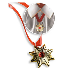 Carnival Toys - Dracula Vampire Golden Medallion Featuring Red Ruby Gemstone - Pretend Professions And Role Playing