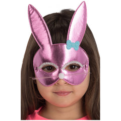 Carnival Toys - Metal Pink Rabbit Fabric Mask For Fun Dress Up And Imaginative Play - Pretend Professions And Role Playing