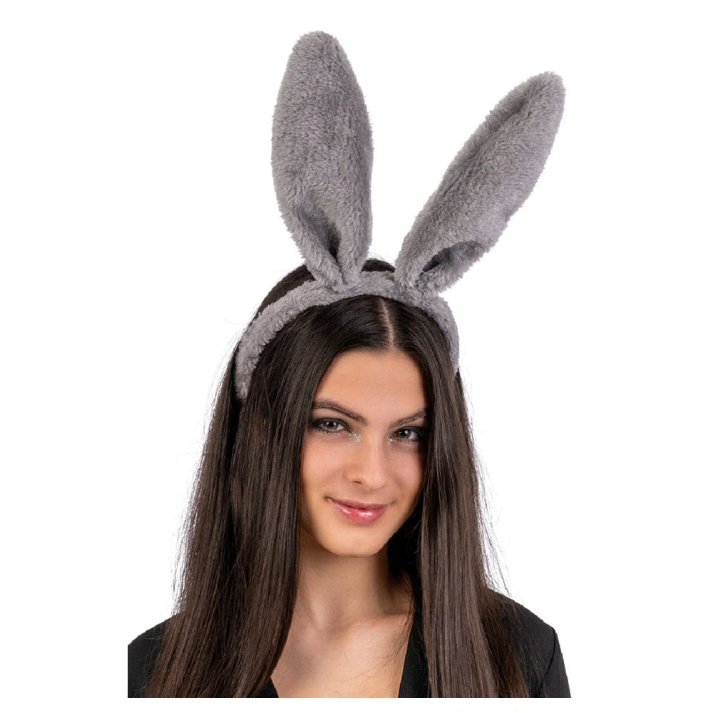 Carnival Toys - Pretend Professions - Flexible Grey Bunny Ear Headband - Adult - Costume Accessory