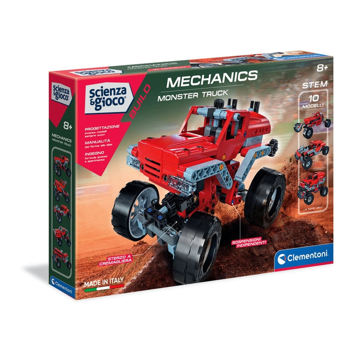 Clementoni Scienza E Gioco Build - Mechanics Build 10 Models - Monster Truck Construction Set Toys
