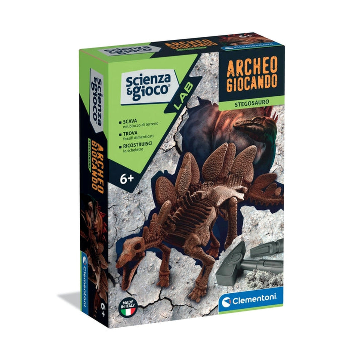 Clementoni - Scienza-Gioco-LAB-ArcheoGiocando-Stegosauro - Jouets-Jeux