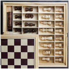 Dal Negro - Tria Chess And Checkers Top Wooden Board Games Set