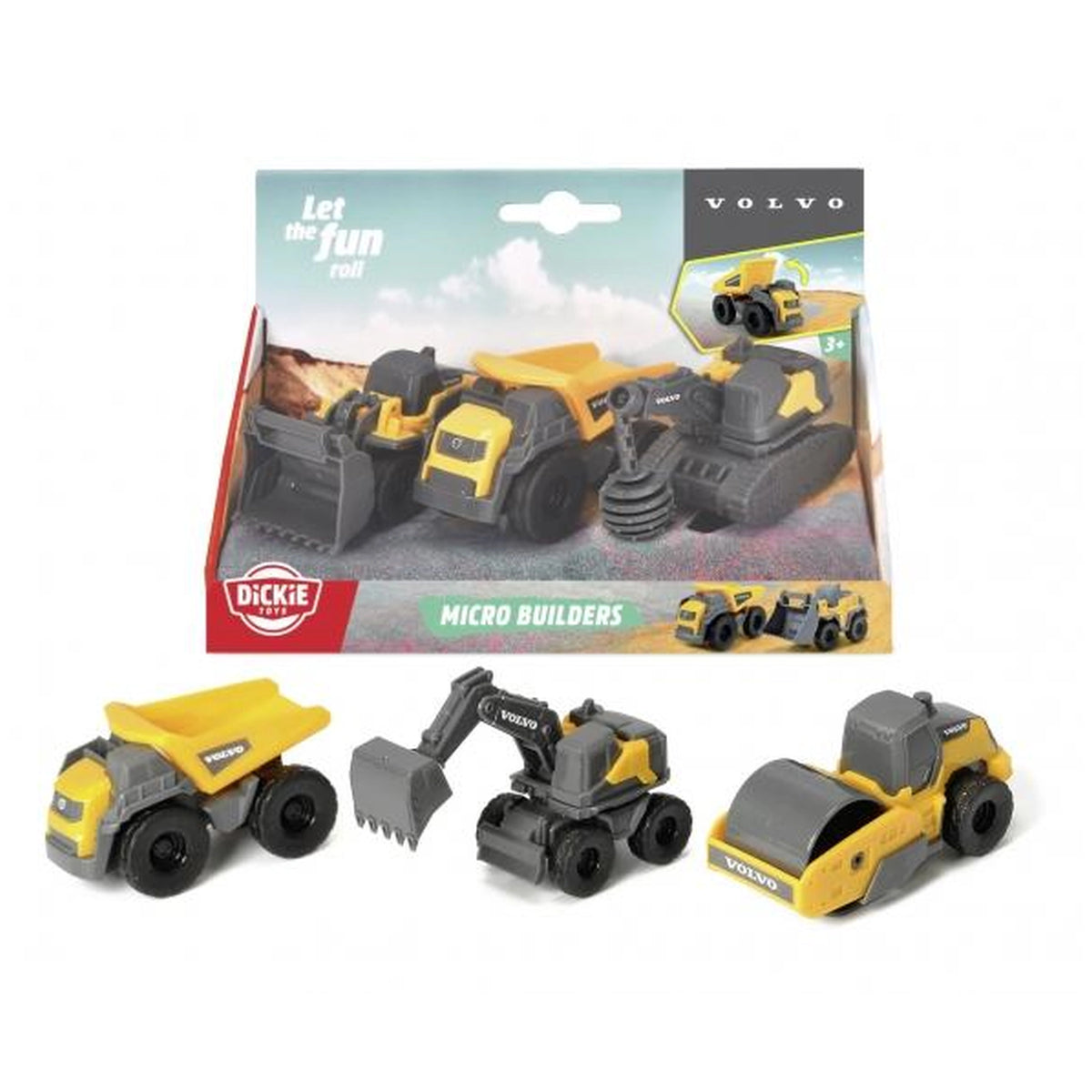 Dickie - Volvo Micro Builders 3 Pcs Pack Play Vehicles