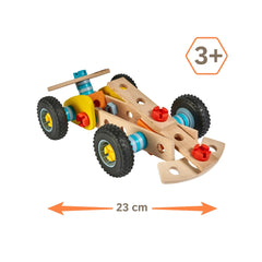 Eichhorn Construct - Racing Car Construction Set for Kids Ages 3 Years+ - 53-Piece FSC-Certified Wooden Engineering Toy with Real Rolling Wheels and Interlocking Fasteners
