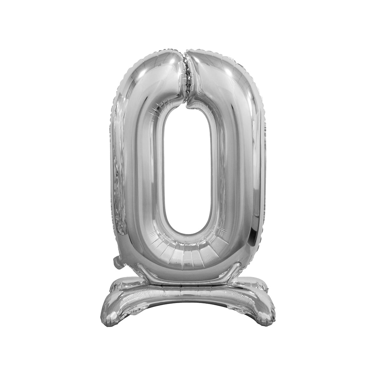 GODAN - Standing Foil Balloon Digit 0 Silver 40 cm - Party Supply Kits