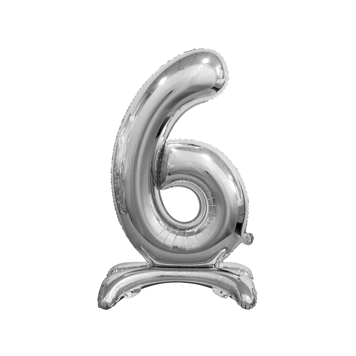 GODAN - Stehende Folienballon Ziffer 6 Silber 40 cm - Partybedarf Kits