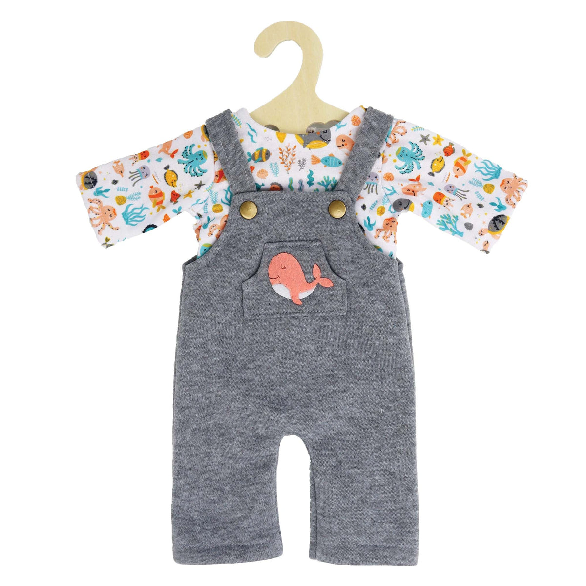 Heless - Salopettes avec T-shirt Baleine Bobby Taille 35-45 cm - Ensembles de jeu pour poupées et figurines