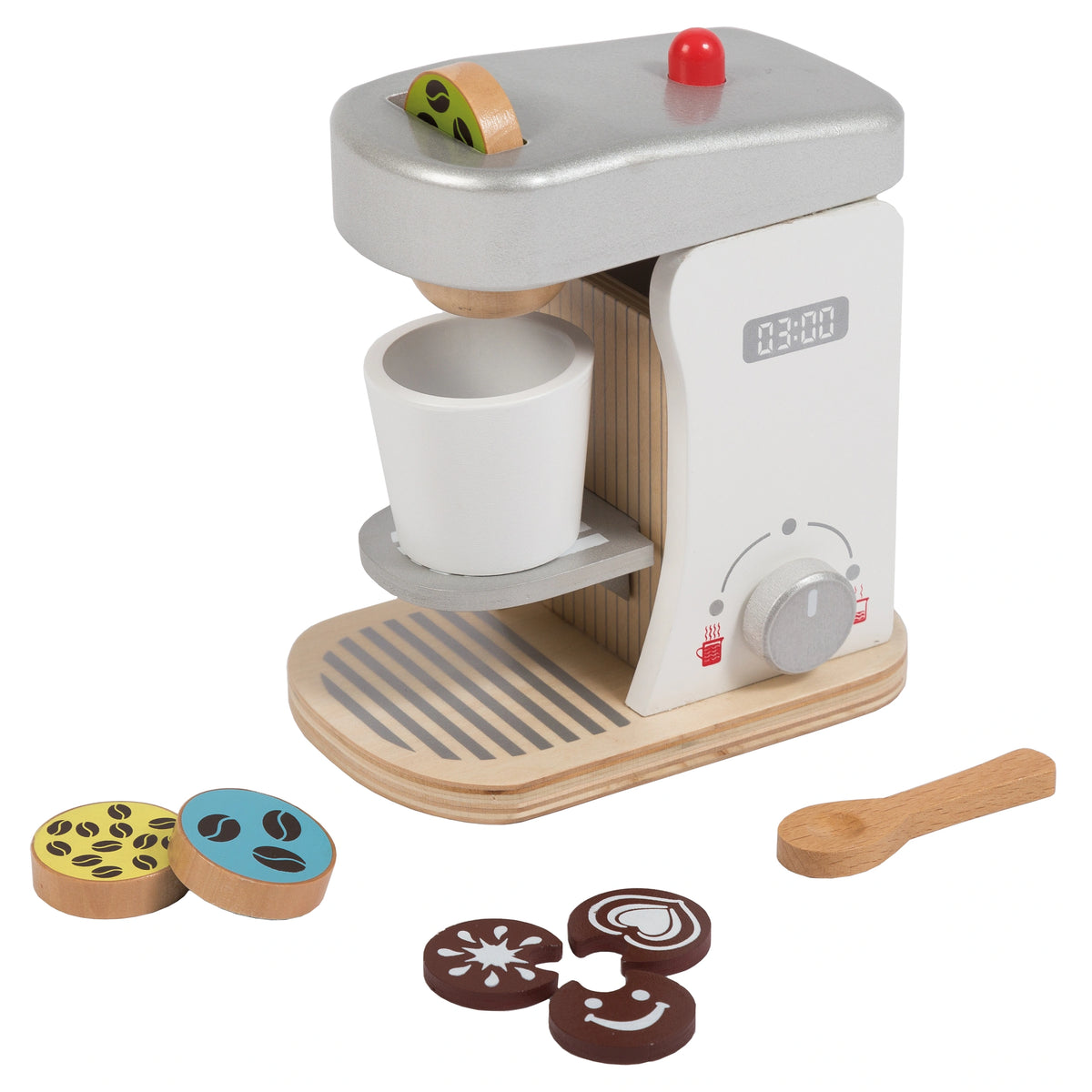 Johntoy - Wooden Coffeemachine With Accessories - Pretend Professions & Role Playing