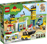 LEGO DUPLO Construction Tower Crane & Construction Exclusive Creative Building Playset with Toy Vehicles, Gift for Toddlers (123 Pieces) - Mod: 10933