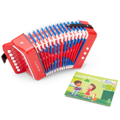 New Classic Toys - Accordion With Music Book - Red - Musical Instruments