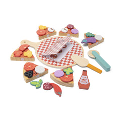 New Classic Toys - Jeux d'imitation - Set de nourriture à pizza - Bois - 2 Ans+