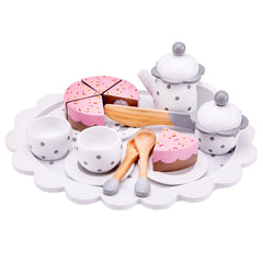 New Classic Toys - Tea Set With Cutting Cake - White - Pretend Professions & Role Playing