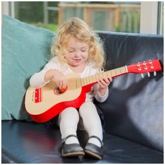 New Classic Toys - Toy Guitar Deluxe - Natural/Red - Musical Instruments