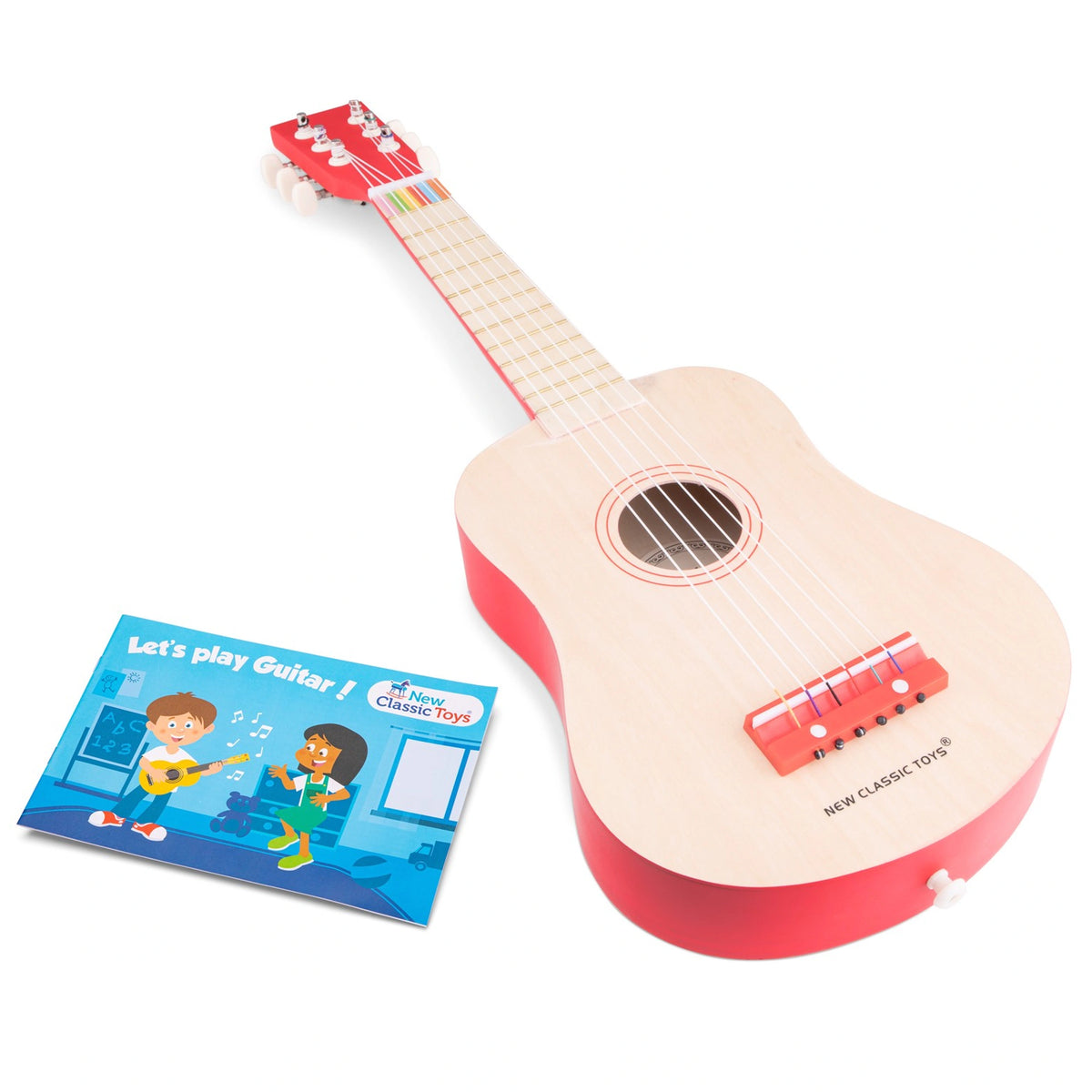 New Classic Toys - Toy Guitar Deluxe - Natural/Red - Musical Instruments