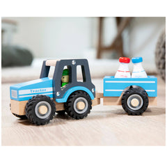New Classic Toys - Tractor With Trailer - Milk Bottles - Play Vehicles