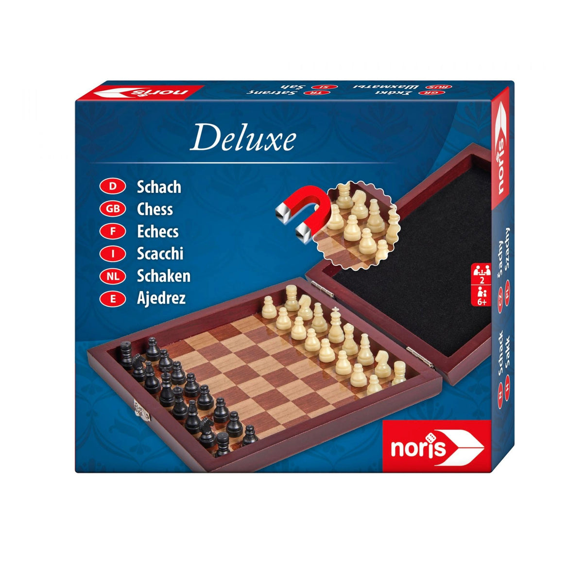 Noris - Deluxe Magnetic Chess in Wooden Box - Board Games - International Edition - Board Games