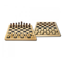 Noris - Deluxe Holz - Schach & Dame - Brettspiele - Internationale Ausgabe - Brettspiele
