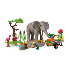 PLAYMOBIL - Éléphant avec Gardien de Zoo - Animaux & Amis - +4 - Jeux de Construction - 72068 - 80772068