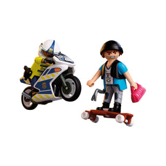 PLAYMOBIL - Motorcycle Chase - City Action - Age +4 - Toy Playsets - 72079 - 80772079