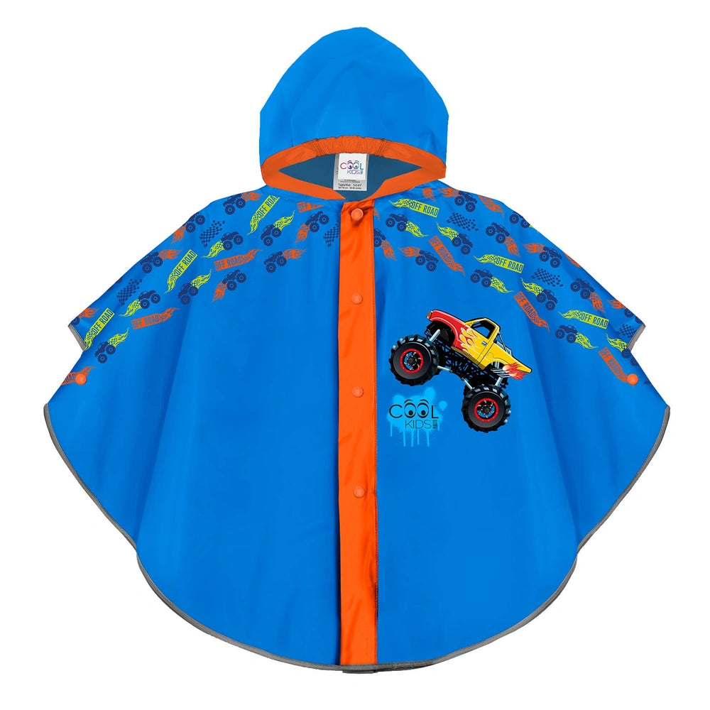 Perletti - Ponchos - Monster Truck Rain Poncho - Reflective - 3-6 Yrs - Safety