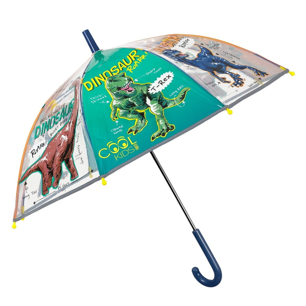 Perletti - Rain Umbrellas - Dinosaur Transparent Umbrella - 3-6 Years - Safety and Fun