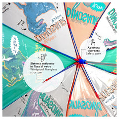 Perletti - Rain Umbrellas - Dinosaur Transparent Umbrella - 3-6 Years - Safety and Fun