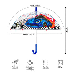 Perletti - Rain Umbrellas - Racing Car Umbrella - Windproof - 3-6 Yrs