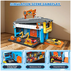 RS Toys - Pista Pit Stop Garage Portable 2 en 1 et Piste de Lancement - Véhicules de Jeu