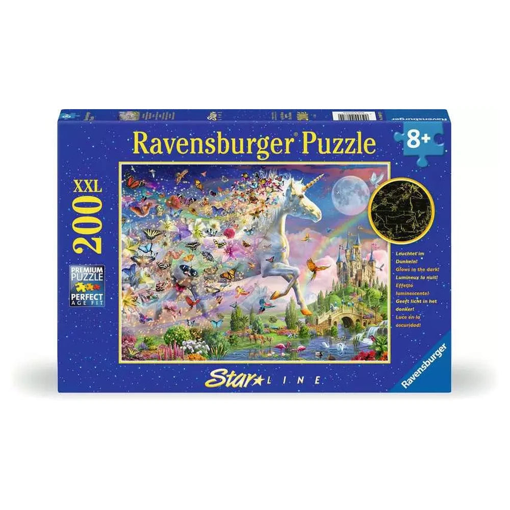 Ravensburger - Puzzles - Star Line Glowing Butterfly Unicorn 200 XXL - 8 Years - Educational Play