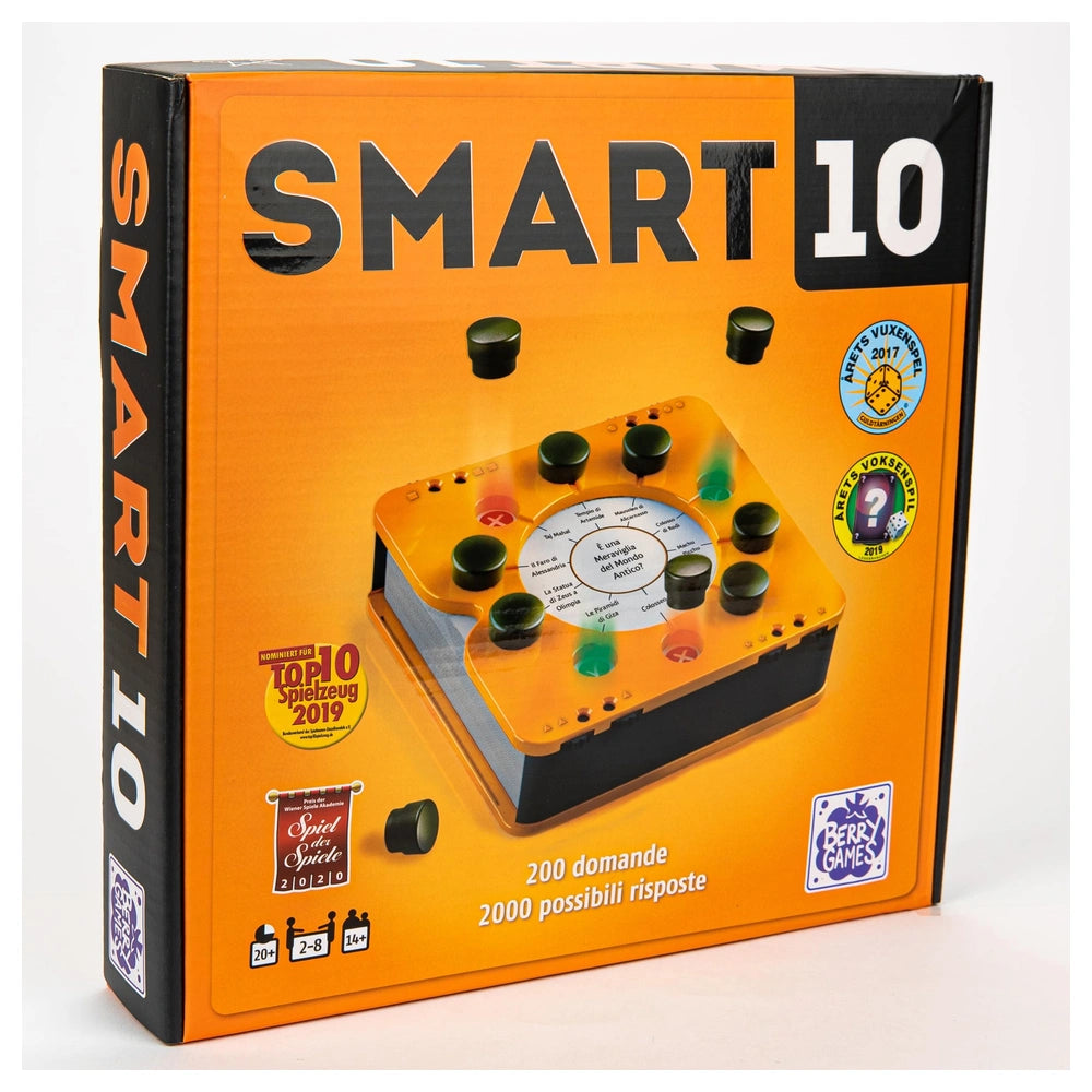 Red Glove - Smart 10 Innovative Trivia Party Board Game Ages 14+ - Compact Handheld Travel Game for 2-8 Players with 1 Smartbox, 100 Double-Sided Cards & 200 Questions - RG2083 - Italian Edition