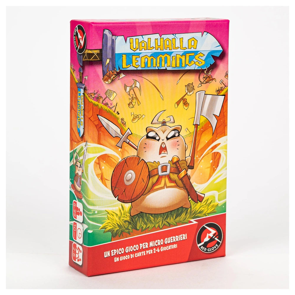 Red Glove - Valhalla Lemmings - Jeux de Cartes - 8+ - Jeu Hilarant de Rongeurs Vikings - RG2071 - Édition Italienne
