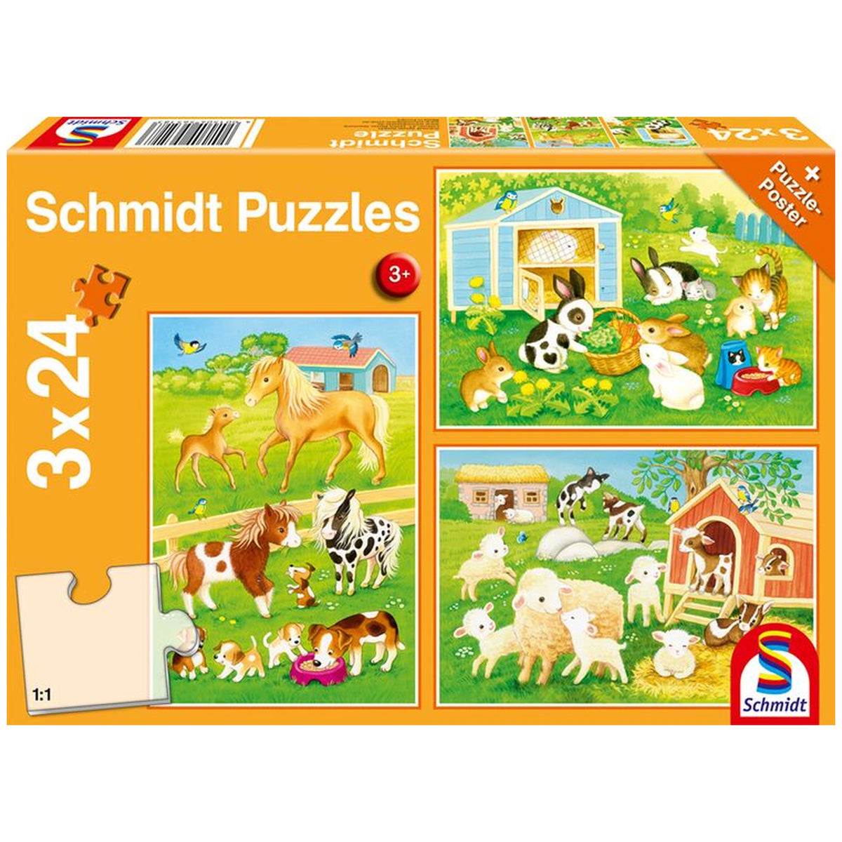 SCHMIDT SPIELE - Meine Bauernhof-Freunde 3x24 Teile Kinderpuzzles - Puzzles