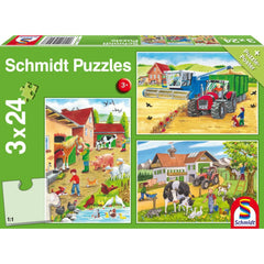 SCHMIDT SPIELE - Auf dem Bauernhof 3x24 Teile Kinderpuzzles - Puzzles