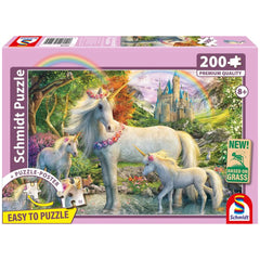 SCHMIDT SPIELE - Einhornstute mit zwei Fohlen 200 Teile Kinderpuzzles - Puzzles