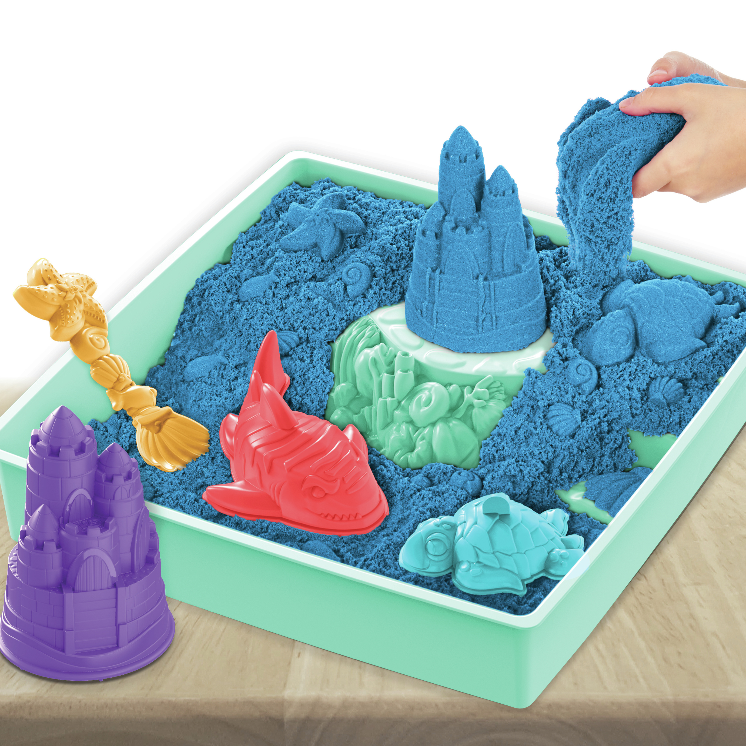 Kinetic Sand, Sandbox Playset with 1lb of Green Kinetic Sand and 3 Molds,  for ages 3 and up – Shop Spin Master