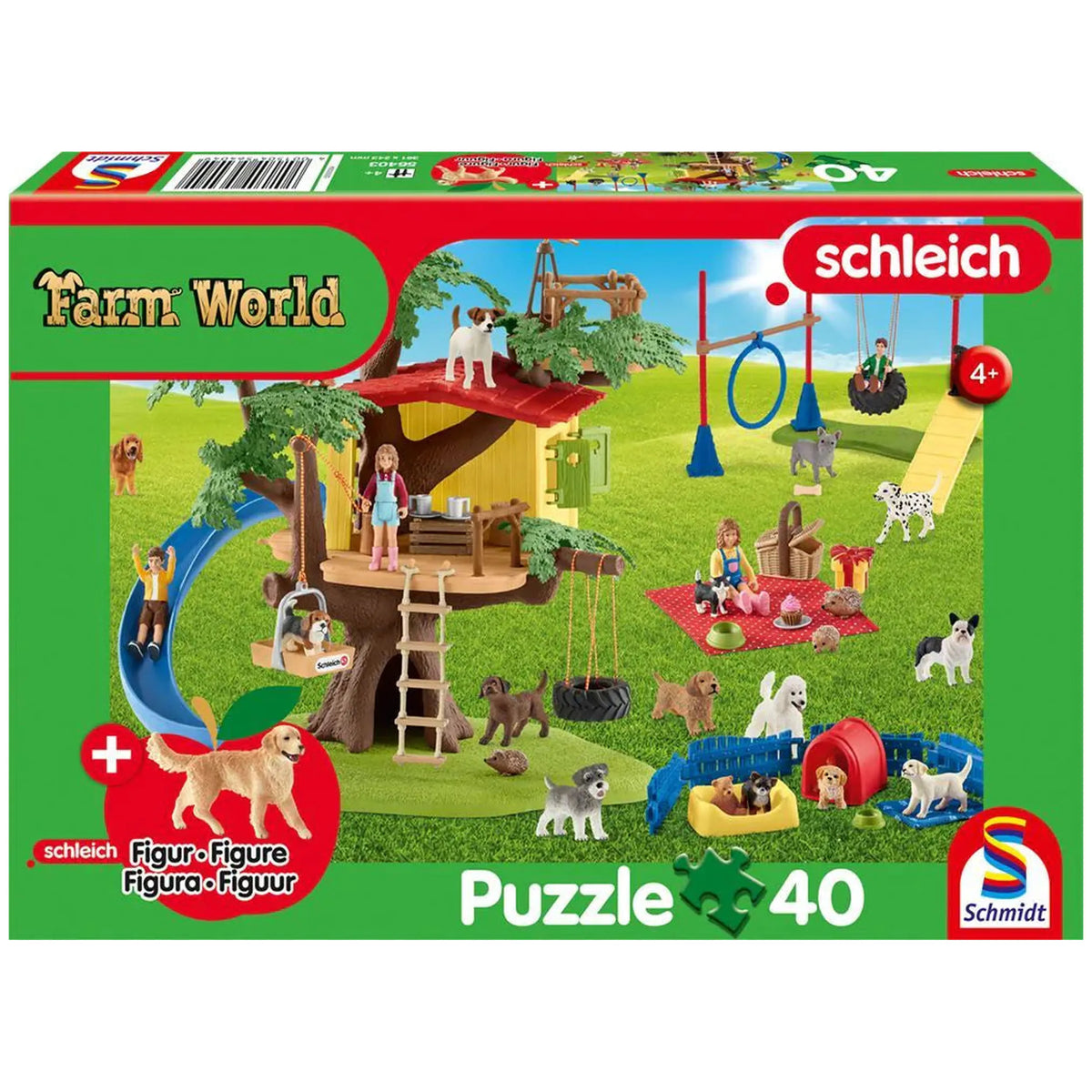 Schmidt Spiele - Farm World Happy Dogs 40 Pcs and 1 Figure - Puzzles