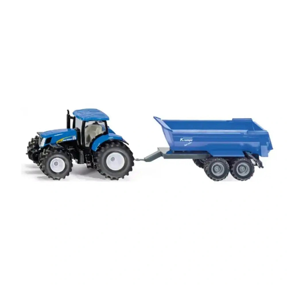 Siku - Play Vehicles - New Holland T7070 Tractor with Tipping Trailer - 3 Years - Durable Metal