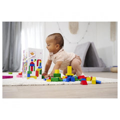 Simba - Sorting & Stacking Toys - Eichhorn Coloured Wooden Blocks Set - 50 Pieces - 12 Months+ - Creative Play