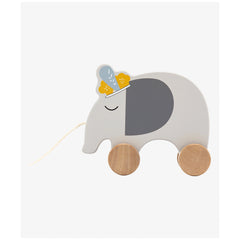 TRYCO - Wooden Elephant Pull Along Toy - Push & Pull Toys