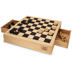 Teorema - Chess Checkers and Tria 3-in-1 Wooden Set - Board Games