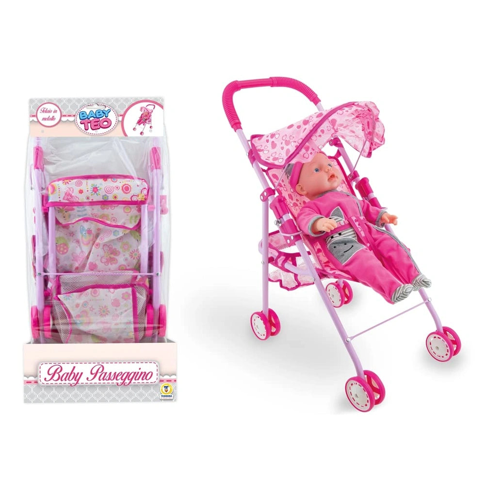 Teorema - Dolls Playsets - Ciao Ciccio Metal Baby Stroller - 55cm - 3+ Years - Nurturing Role-Play