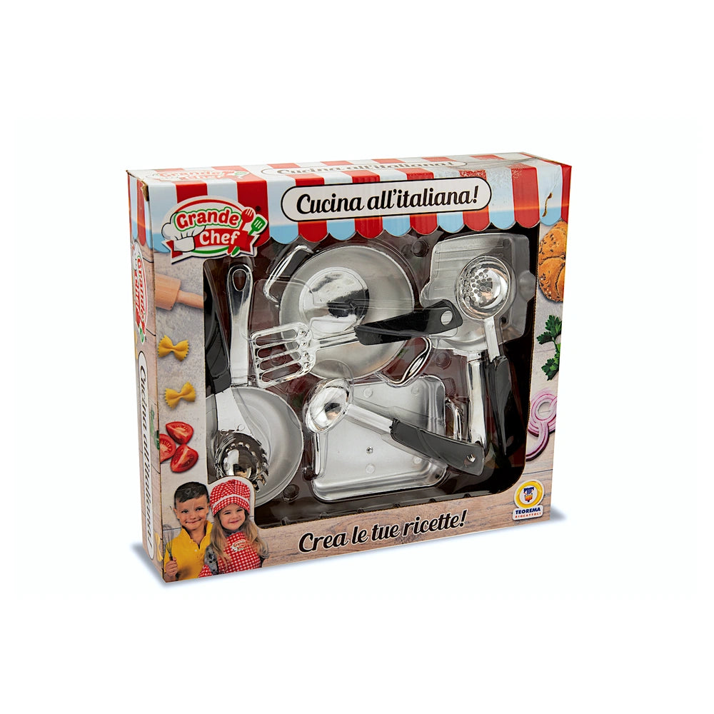 Teorema - Pretend Professions - Grande Chef Metal Cookware Set - 3 Years - Educational Play