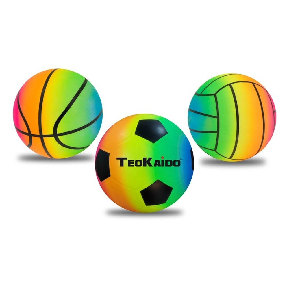 Teorema - Sports Toys - TeoKaido Multi-Sport Rubber Ball - 23cm - 3+ Yrs - Rainbow
