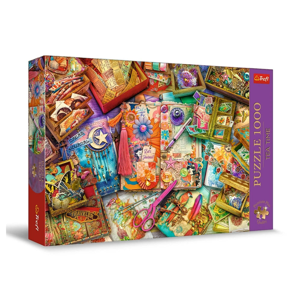Trefl - 1000 Piece Puzzle - Premium Plus - Tea Time The Journaler's Desk - Puzzles Age +14 - TRF10849