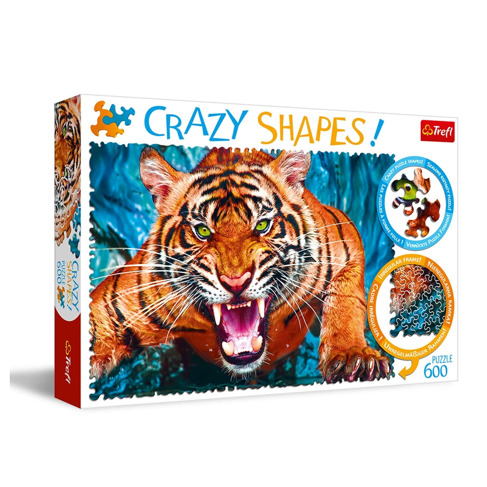 Trefl - 600 Piece Puzzle - Crazy Shapes Face to Face with a Tiger - Puzzles Age +10 - TRF11110