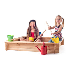 Woodyland - Square-Sandpit-With-Protective-Cover - Outdoor-Play-Equipment